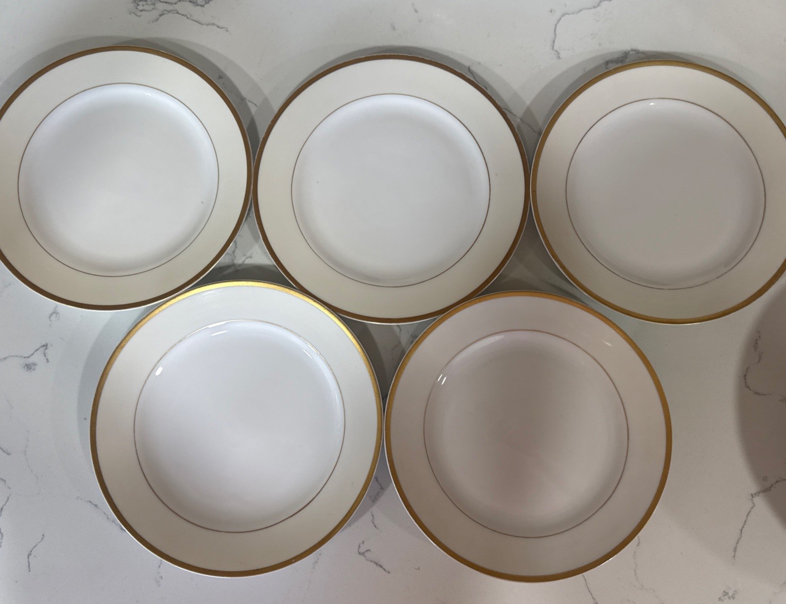 Noritake Nippon Salad plates, set of 5, 8” white, gold trim