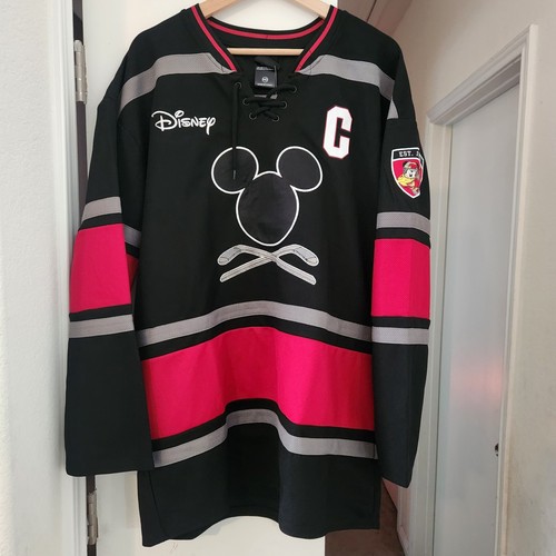 NEW Disney #28 Mickey Box Lunch Hockey Jersey Men's SZ: Medium Black NWT - Picture 2 of 6