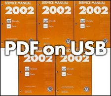 2002 Silverado Sierra Shop Manual on USB 5 Volumes Chevrolet GMC Repair Service