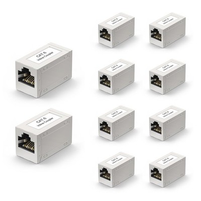 VCELINK RJ45 Cat6 Coupler Shielded, Ethernet Cable Extender Small, silver