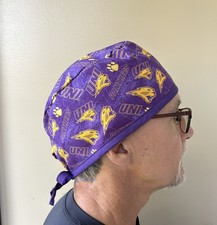 University Northern Iowa Surgeon Style Scrub Cap, UNI Panthers scrub Tie in back