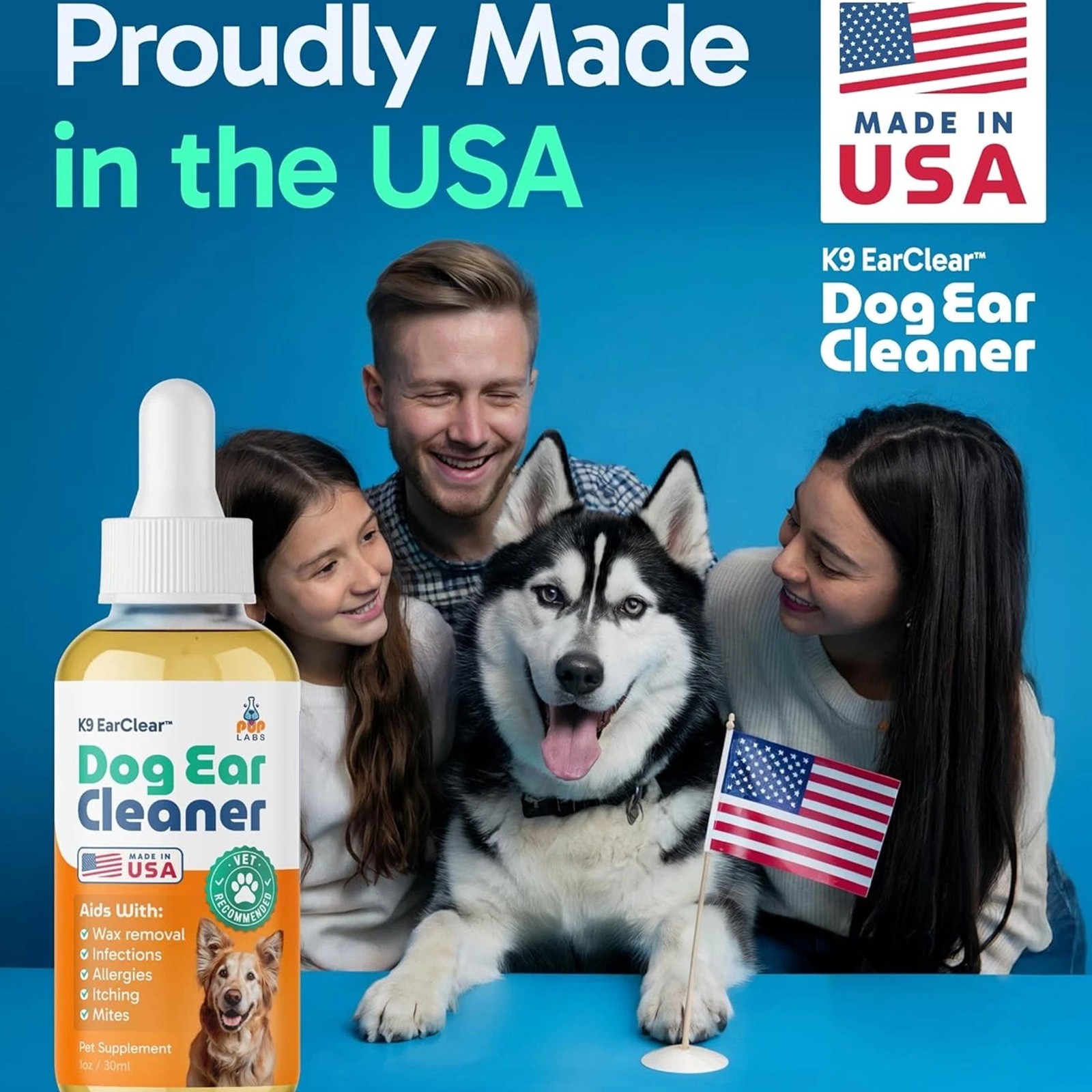 Ear Clear, Natural Dog Ear Cleaner and Infection Treatment for Dogs, Dog Drops