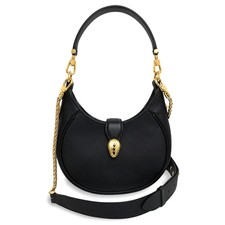 Bolso de hombro Bvlgari Serpenti Elipse cadena pequeña 292051 piel de becerro negro #BCB1401