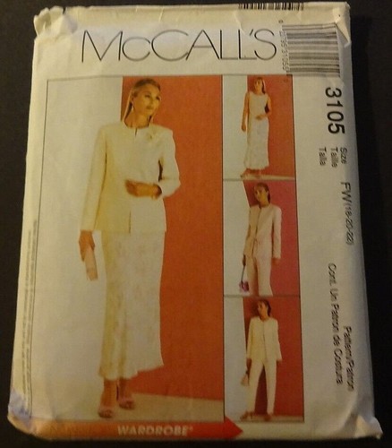 McCalls 3105 Misses Jacket Pants Top & Skirt Size 18-20-22 Sewing ...