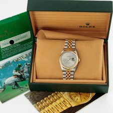 Rolex Datejust Ref. 16233 36mm Grey Roman Dial Box & Papers #W315462-1