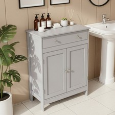 Bathroom Floor Storage Cabinet Free Standing Organizer with Doors and Drawers
