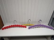 Vintage Knit Crochet Covered Clothes Hangers Multi Colors Lot of 3 Cottagecore