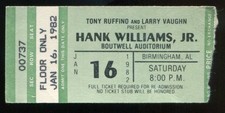 Vintage 1982 Hank Williams Jr Leon Russell Concert Ticket Stub Birmingham AL
