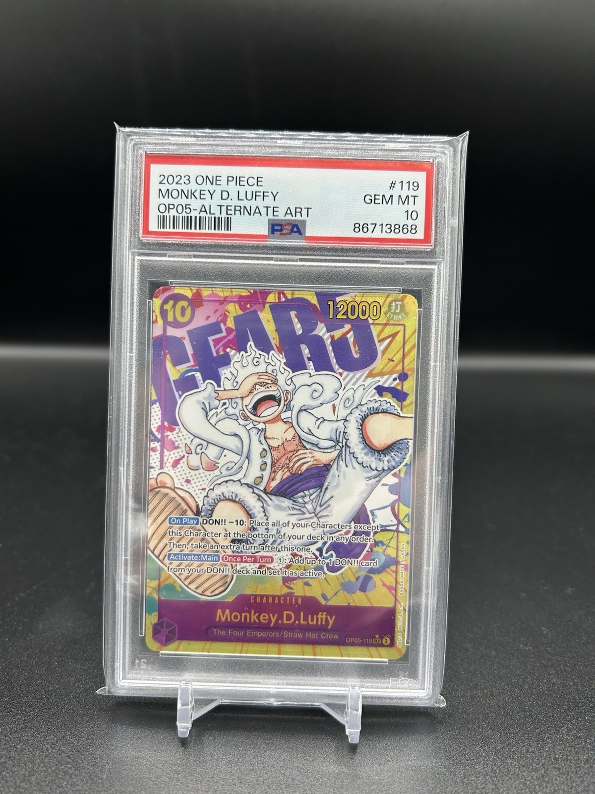 Tarjeta PSA 10 Gear 5 Monkey D Luffy One Piece 2023 OP05-119 arte antiguo inglés SEC