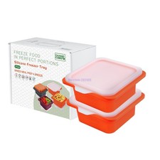 Silicone Freezer Trays with Lids 2 Pack 2 Cup Soup Portion Meal Prep Molds USA