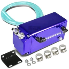 JDM BILLET ALUMINUM SQUARE BLUE OIL CATCH TANK/CAN RESERVOIR 750ML+BRACKET