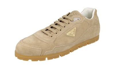 PRADA Wildleder Downtown Trail Sneaker - 2EG459 - Beige Ecru - NEU
