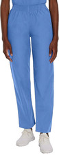 Landau Womens Essentials Relaxed Fit 2-Pocket Elastic Scrub Pants, Blue, L