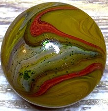 DAS/JABO AVENTURINE OXBLOOD SWIRLED SHOOTER .74" BOX03/291