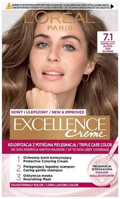 L Oréal Paris Excellence Creme 7.1 Aschblond Dauerfarbe Triple