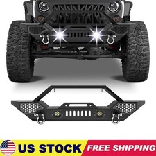 Front Bumper For 2007-2018 Jeep Wrangler Jkjku Led Lights D-ringsheavy-duty Front Bumper For 2007-2018 Jeep Wrangler Jkjku Led Lights D-ringsheavy-duty