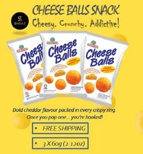 Gourmet Cheese Balls Snack – 3 Packs (60g) – Rich Cheddar Flavor – Party & Gift