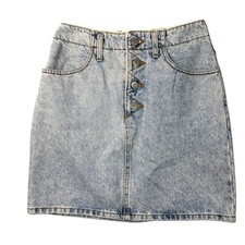 Vintage Guess Georges Marciano Denim Mini Skirt Acid Wash Button Fly 10585 USA