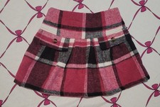 Girls Pink Black White Gray Plaid Pleated Pull-On Skirt Elastic Waist 6-7Y