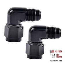 Female to Male Flare 90 Degree Swivel Fitting Adapter Aluminum Black 2PCS 6AN