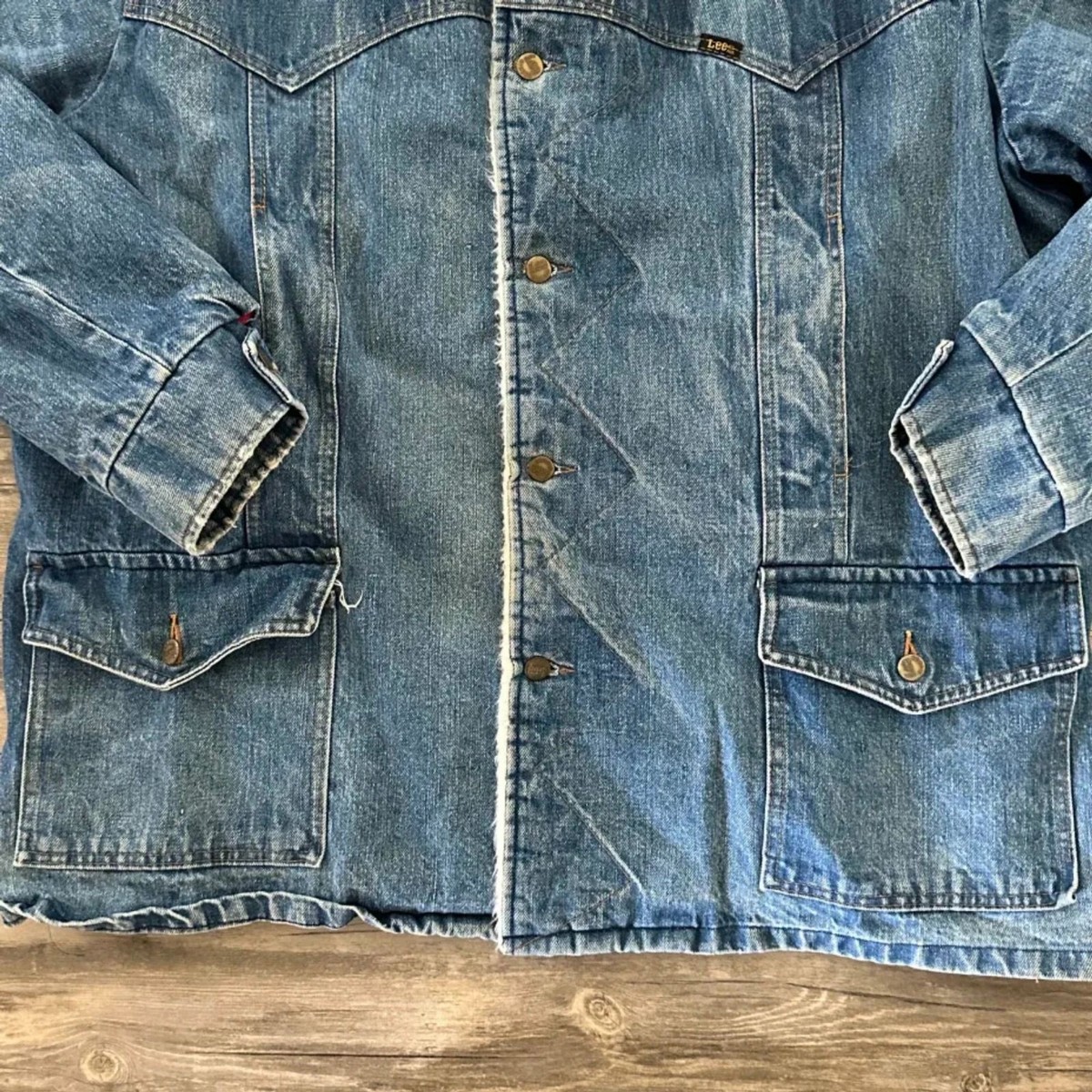 Vintage 70s Lee Storm Rider Sherpa Lined Ranch Denim Trench Coat