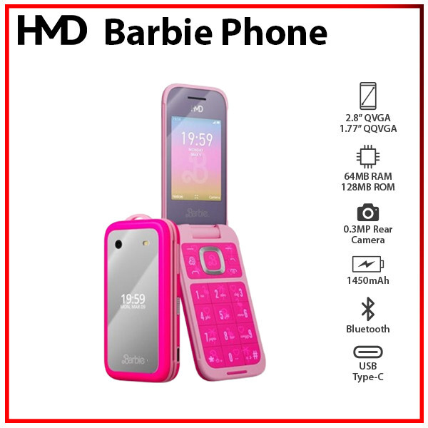 New) HMD Barbie 64MB+128MB 4G Dual SIM Unlocked Bluetooth Flip