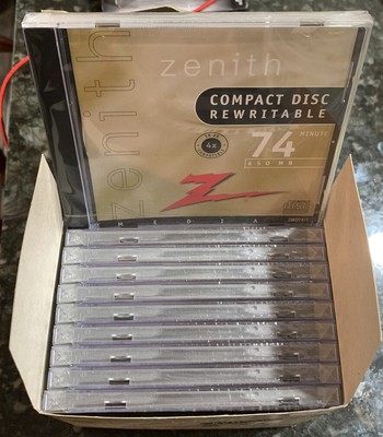 Zenith Rewritable Compact Disc Box of 10 New Sealed ZDW74 10 74 Minute