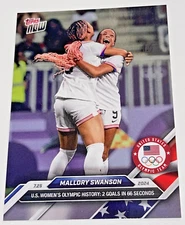 RARE MALLORY SWANSON OLYMPIC CARD #1 2024 TOPPS NOW USWNT-HISTORY 2 GOALS IN 66"