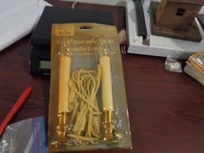 VTG Merry Brite Set of Two Solid Brass Base Holiday Candle Lamps NEW OLD STOCK