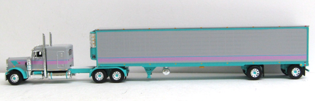 DCP ダイキャストプロモーション 1/64 TRACTOR-TRAILER DCP gray/teal Peterbilt 359 flattop reefer trailer 60-2064 1