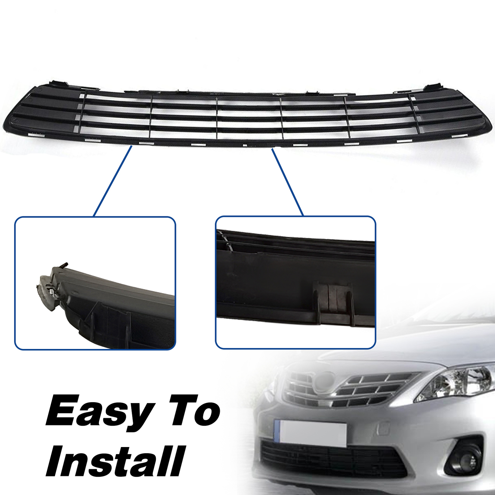 For 2011-2013 Toyota Corolla Front Bumper Cover & Upper Lower Grille & Fog Light