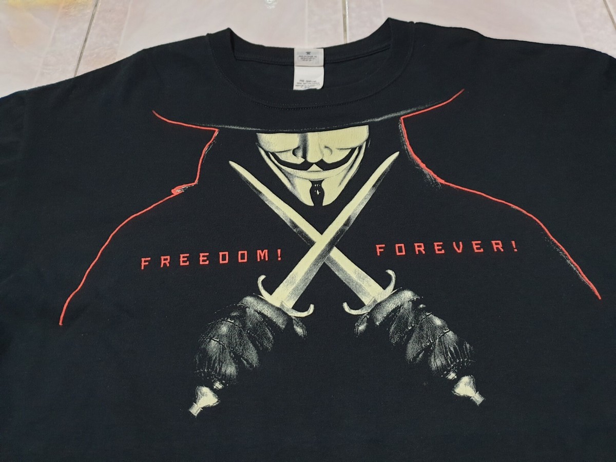Rare Vintage DC Comics V for Vendetta Freedom Forever T shirt XXL