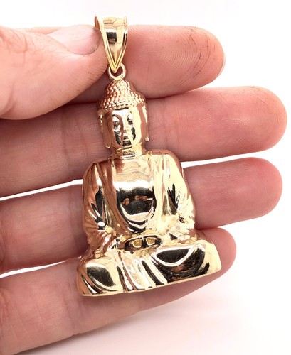 10K Yellow Gold Large Buddha Pendant 