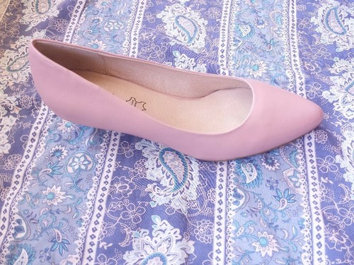 Pale Pink Low Heel leather Shoes for 