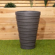 Image of 56cm Medium Round Grey Garden Patio Trojan Plant Pot