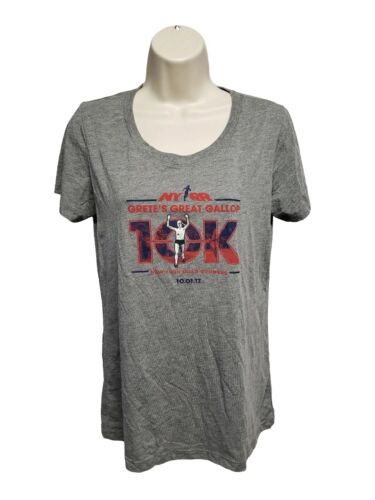 2017 NYRR Gretes Great Gallop 10K Run Womens Gray XL TShirt - Picture 1 of 11