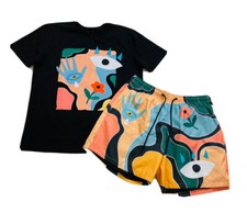 MENS 100 AUTHENTIC ROKU STUDIO 2P SET SIZE Large Short And T-Shirt Multicolor