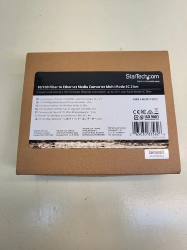 StarTech MCM110SC2 SC 2 km 10/100 Fiber to Ethernet Media Converter 