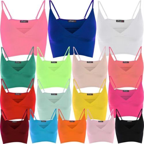 New Womens Cami Strappy Mini Bralet Cropped Ladies Bra Vest Tops 822