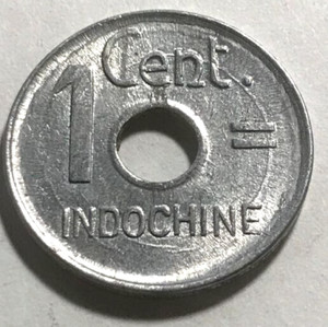 elf French Indo China 1 Cent 1943 Vichy Govt Issue World War II