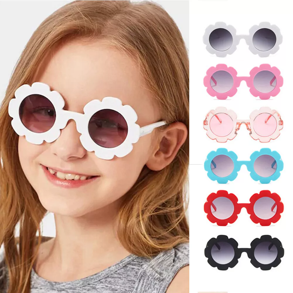 Kids Flower Shaped Cute Round Sunglasses Girls Baby Children Toddler Shade  UV400 | eBay