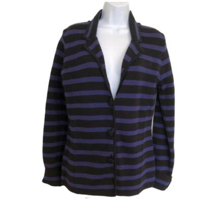Audrey Grace Striped Purple and BLACK New Knit Cardigan Jacket SZ M $78 