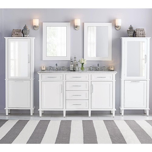 Home Decorators Bathroom Vanity Mirror 22" x 30" Wall Mount Rectangular White - Picture 2 of 8
