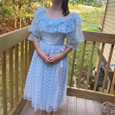 lace grad dress Lavender Princess A Line Off the Shoulder Corset Prom Dress with Lace Ruffles, Lavender / 12 main image 0