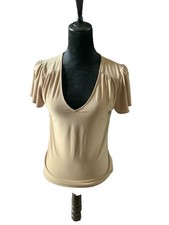 Ladies Chaps Beige Short Sleeve blouse Size S