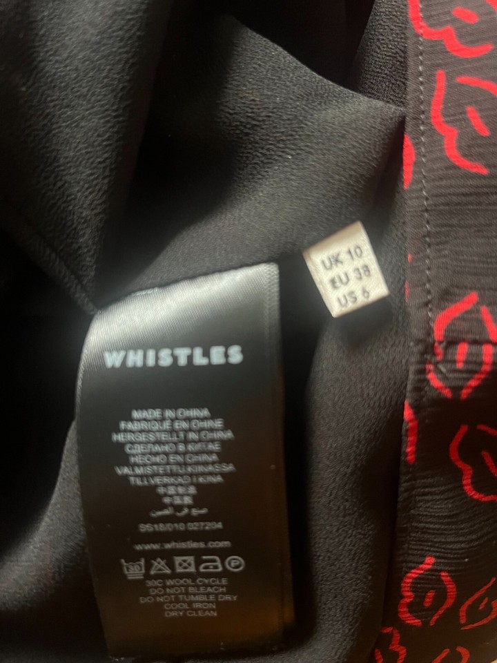 Whistles Size 10 Black/red long sleeved Top eBay