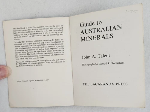Guide to Australian Minerals John Talent Prospecting Mineralogy Geoscience 1970 - Picture 5 of 15