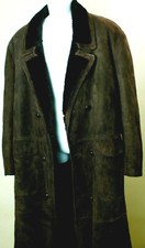 SKIN SELECTION PRESTIGE MADE IN SPAIN Brown Suede Shearling Coat LONG SZ 2XL NEW