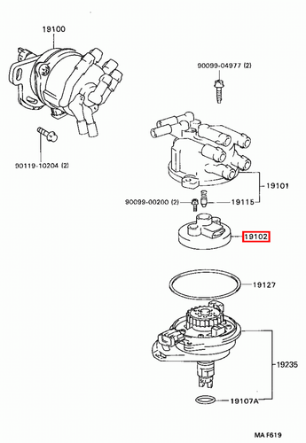 Genuine MR2 SW21 SW20 Sprinter AE101 3SGTE 5S 4AGE Distributor Cap Rotor Button - Picture 16 of 20