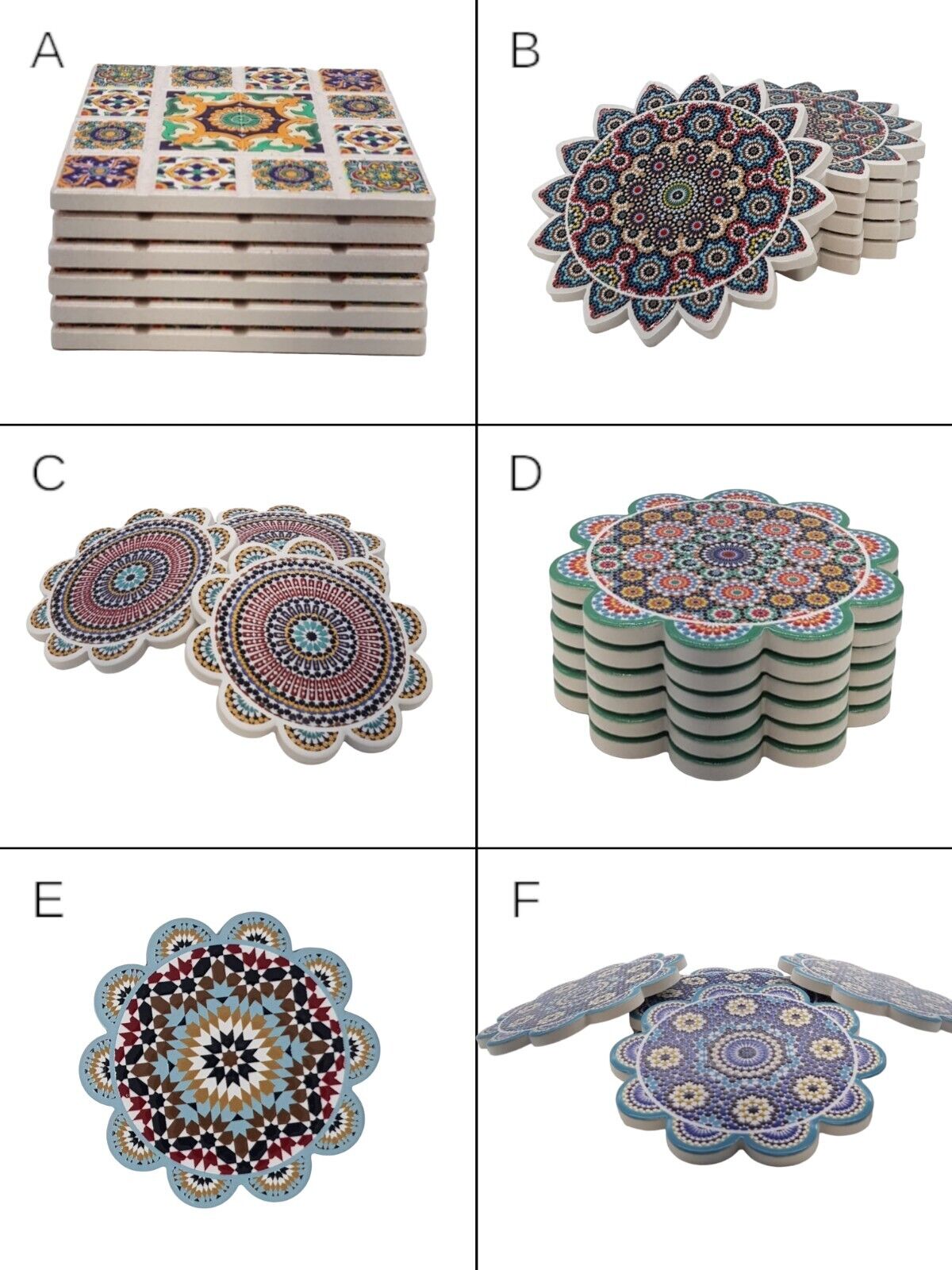 6-er Pack Untersetzer aus Marokko Farbenfrohe Eleganz für Ihren Tisch